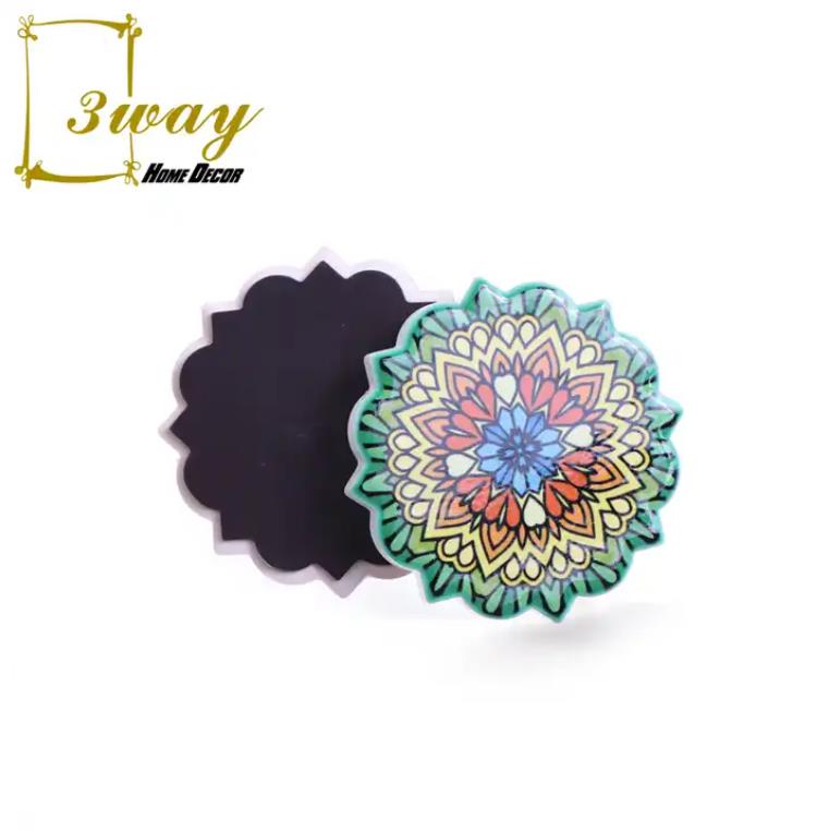 Home decoration Bohemian mandala ceramic custom fridge magnets ornaments for gifts wholesale